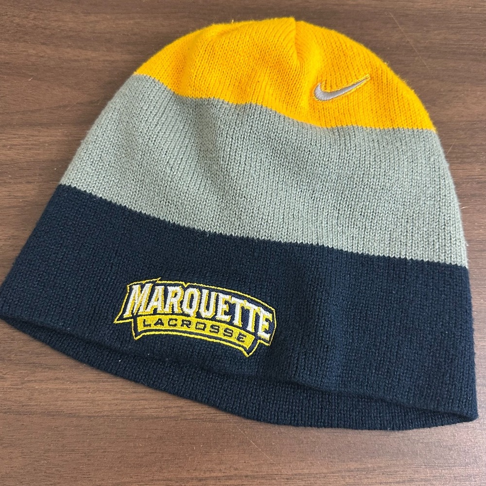 Nike Beanie Cap Mens Multicolor Embroidered Logo Marquette Golden Eagles Hat